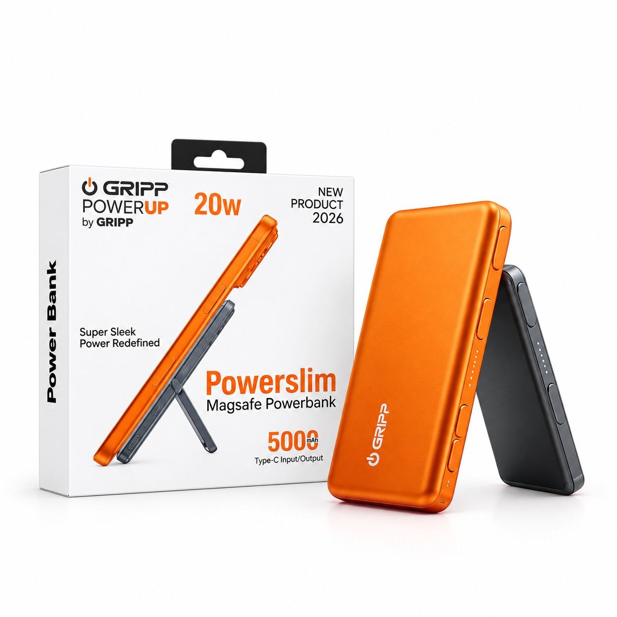 GRIPP Power Slim 20W MagSafe-Compatible Wireless Power Bank – Dark Grey
