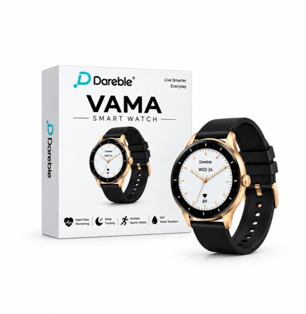 PEBBLE VAMA 1.32-INCH AMOLED SMARTWATCH WITH BLACK SILICONE STRAP