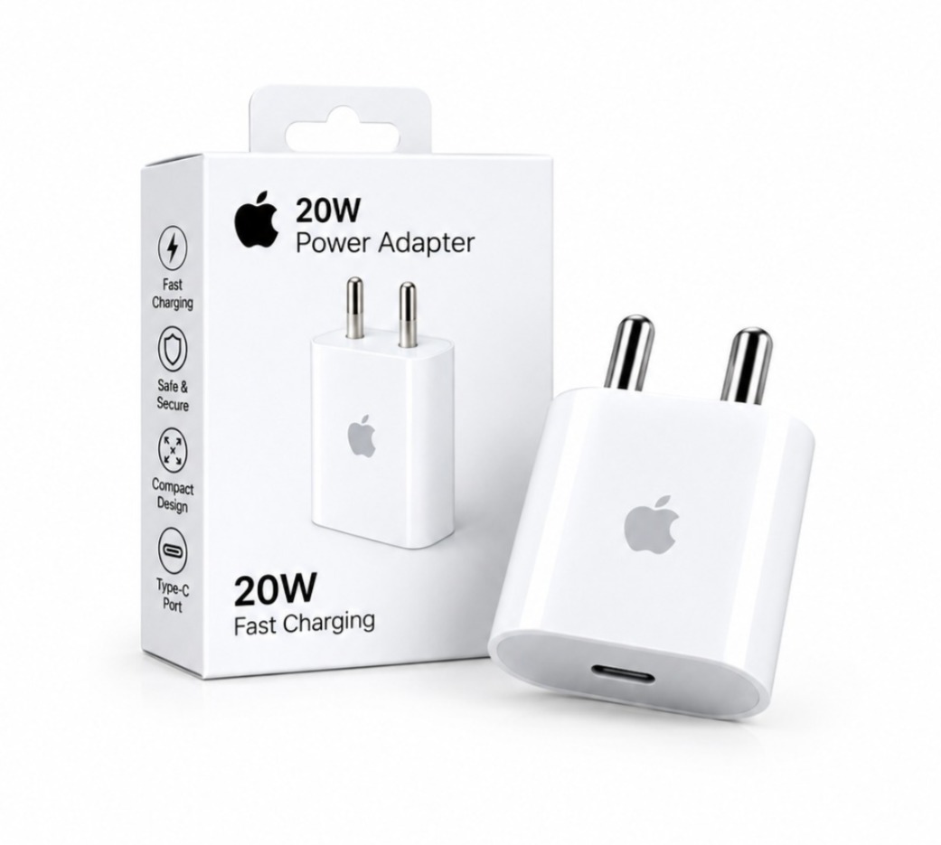 APPLE 20W USB-C POWER ADAPTER FAST CHARGER WITH ROUND-PIN PLUG