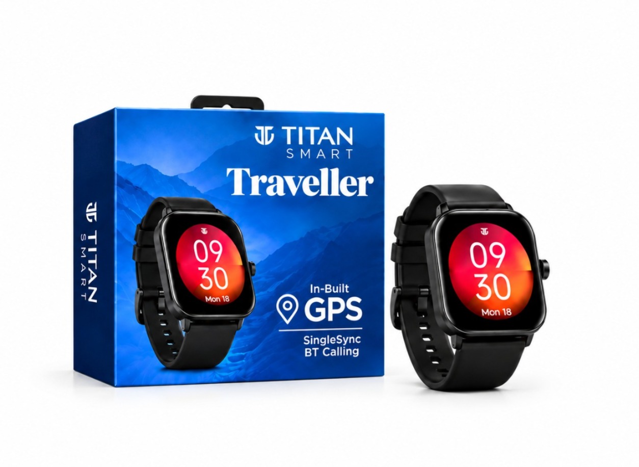 Titan Traveller 1.78-Inch AMOLED Smartwatch – Black