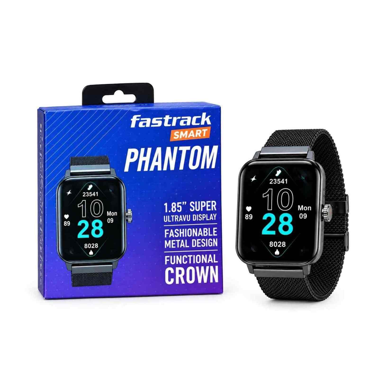 Fastrack Phantom 1.85-Inch Super UltraVU Smartwatch – Black