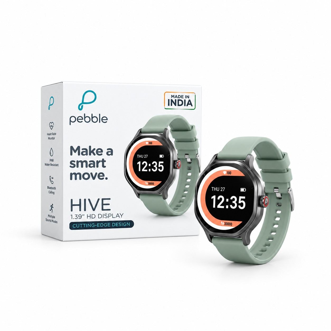 Pebble Hive Bluetooth Calling Smartwatch – Green