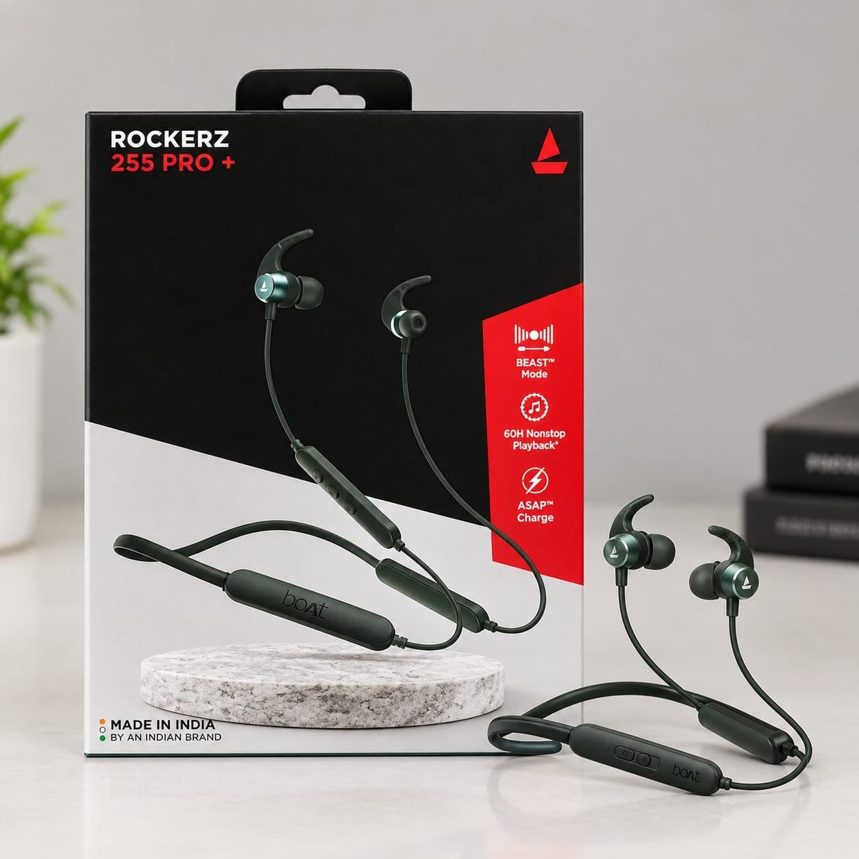 boAt Rockerz 255 Pro+ Bluetooth Neckband – Dark Green