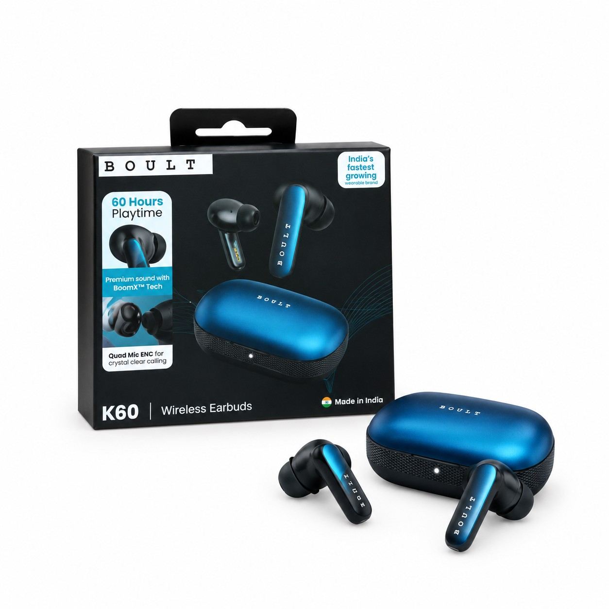 Boult K60 TWS Wireless Earbuds – Blue & Black
