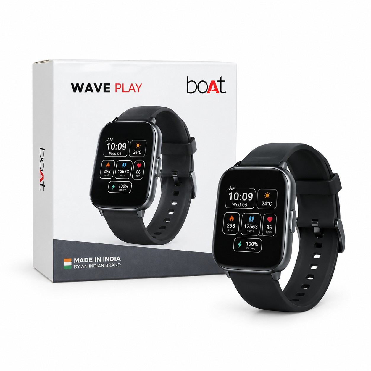 boAt Wave Play Smartwatch – Black