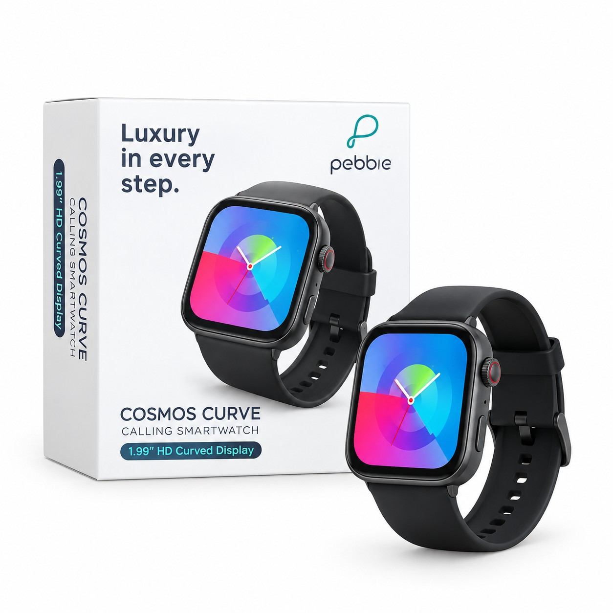Pebble Cosmos Curve Calling Smartwatch – Black