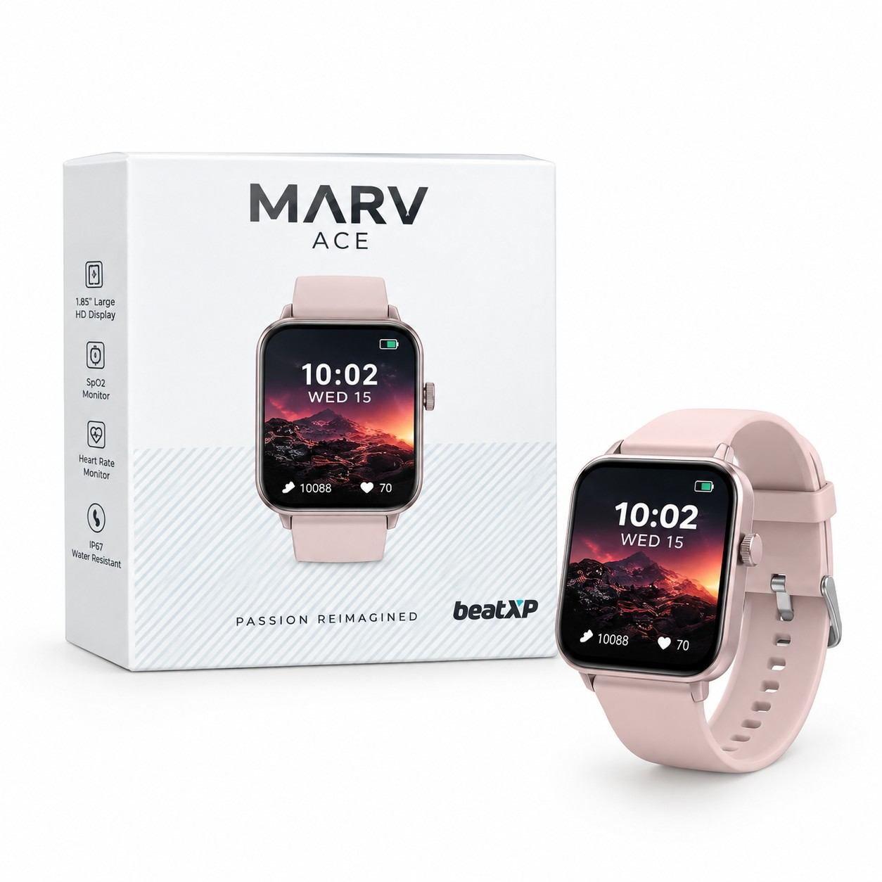 beatXP Marv Ace Smartwatch – Baby Pink