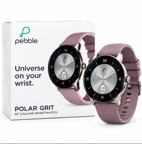 Pebble Polar Grit Bluetooth Calling Smartwatch – Pink
