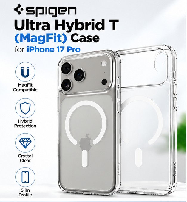Spigen Ultra Hybrid T (MagFit) Case for iPhone 17 Pro – MagSafe Compatible Clear Protective Case